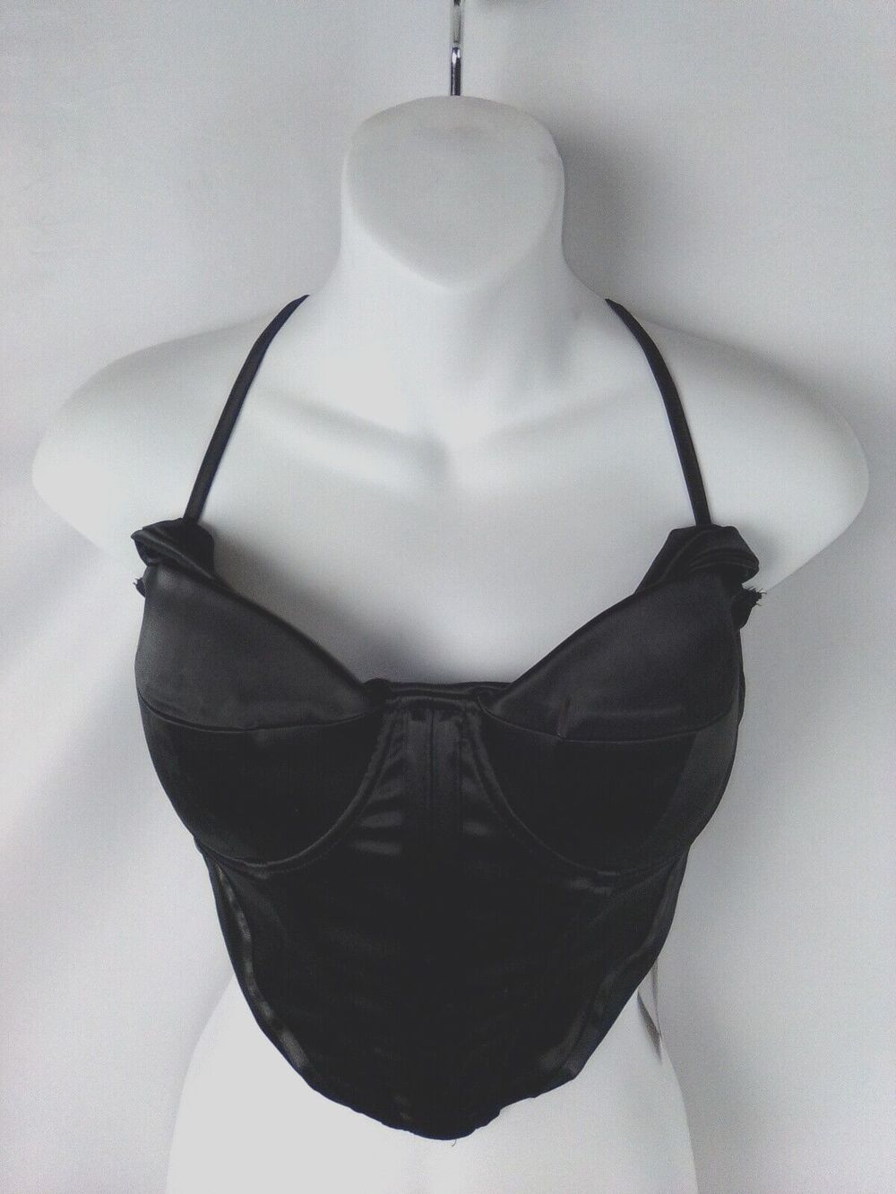 Marthea Black Sexy Gothic Romantic Zipper Close Corset Cropped Black Size M